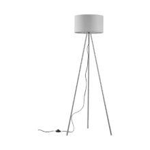 Podna lampa tronožni tekstilni abažur Bela grlo E27