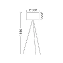 Podna lampa tronožni tekstilni abažur Bela grlo E27