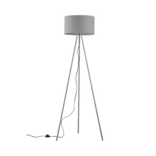 Podna lampa tronožni tekstilni abažur Siva grlo E27