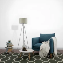 Podna lampa tronožni tekstilni abažur Siva grlo E27