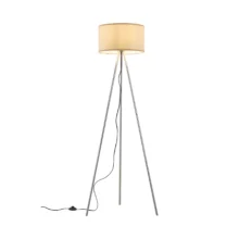 Podna lampa tronožni tekstilni abažur Siva grlo E27