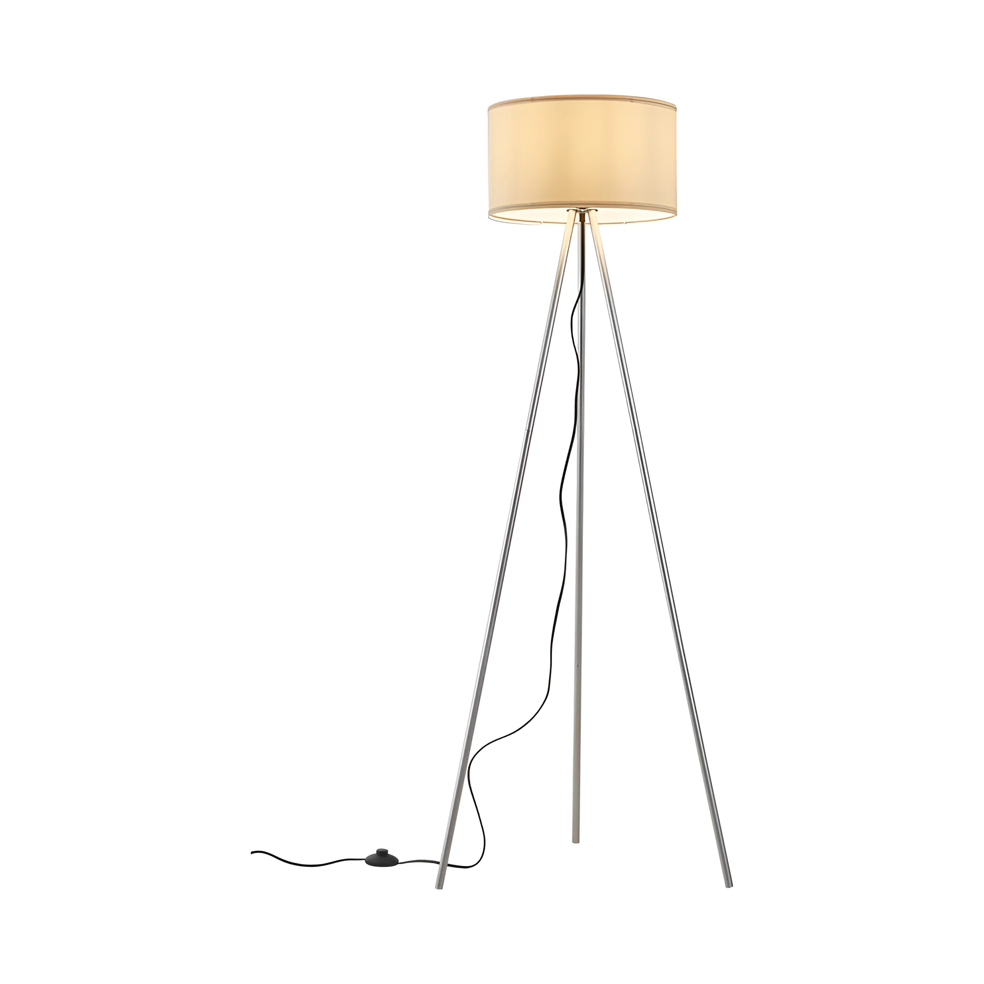 Podna lampa tronožni tekstilni abažur Bež grlo E27 - Slika 3