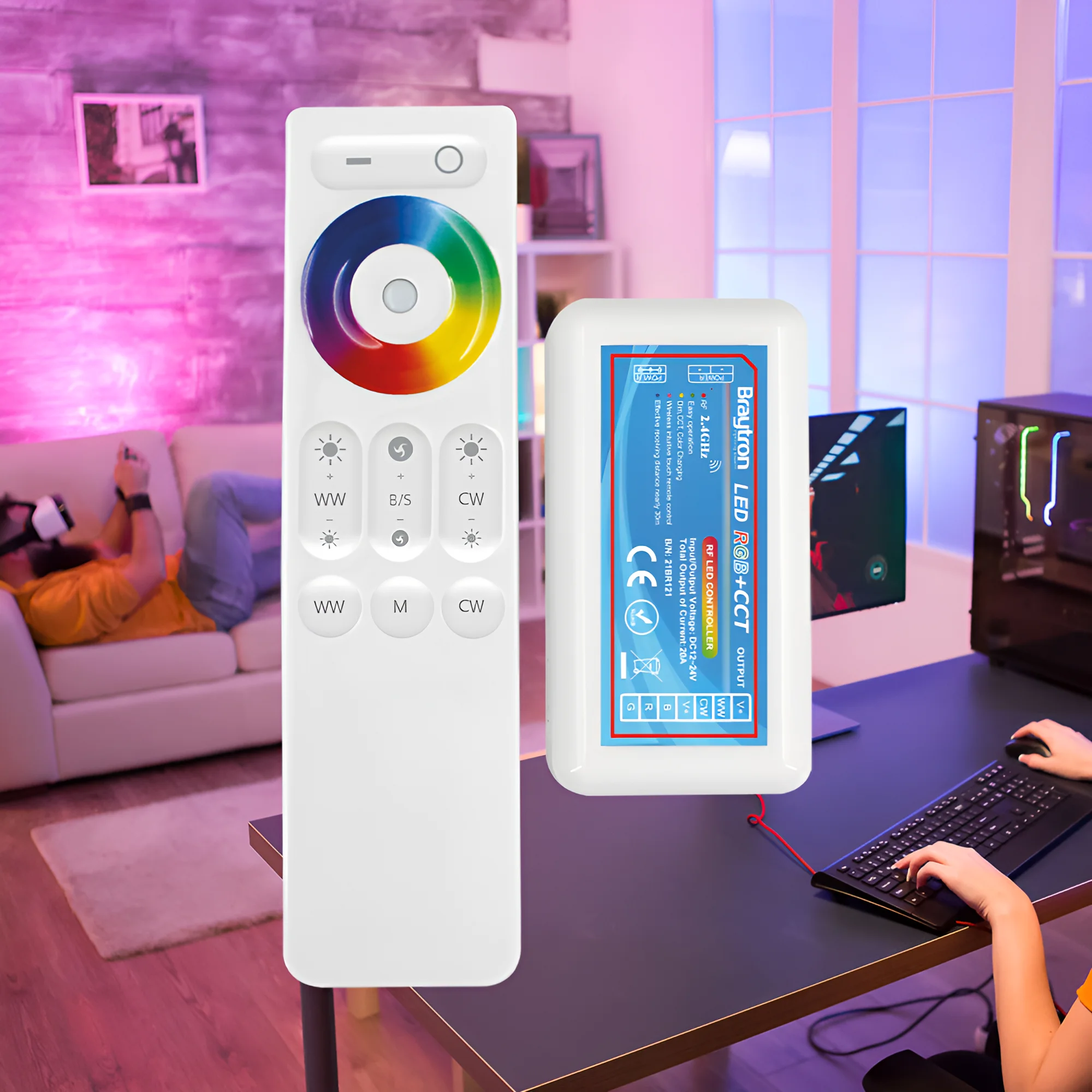 RGBW LED kontroler 480 W sa daljinskim 12/24VDC